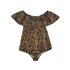 vintage leopard print bodysuit tmg new work made in usa XL off the shoulder
